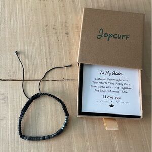 JUST IN Beaded Morse Code Sister Bracelet by Joycuff Cord Hematite Gift Idea
